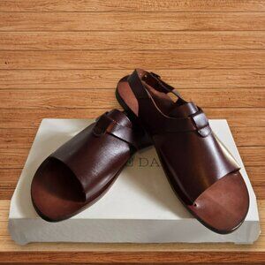Pierre Darre' Size 44 (10-10.5 US) Men's Brown Leather Sandals Buckle